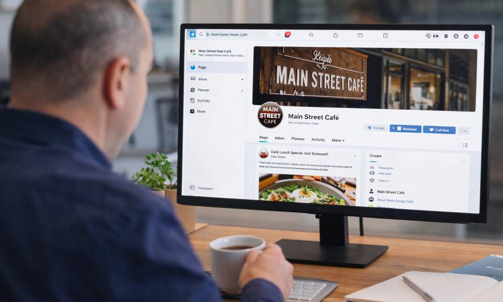 Person viewing Main Street Café page