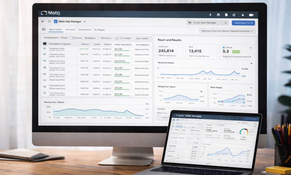 Digital marketing analytics dashboard displayed
